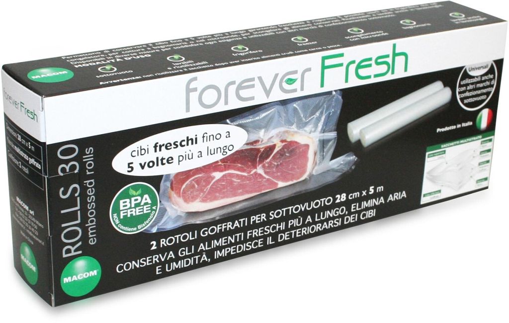 Macom Rolls 30, Vakuumrolle, 2 Stück(e), Macom Forever Fresh, 5 m, 28 cm, Bisphenol A (BPA)