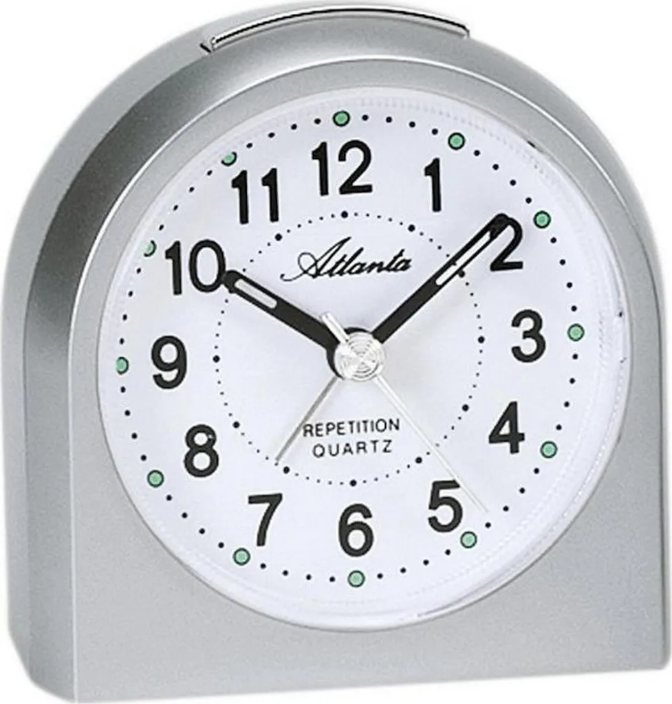 Réveil Atlanta 1673-19 : Horloge de Table à Quartz Précise en Argent