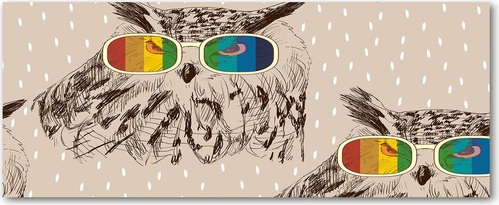 Tulup Küchenrückwand Spritzschutz aus Glas -125x50 -Spritzschutz auf gehärtetes Glas Deko Tiere Eulen Brille