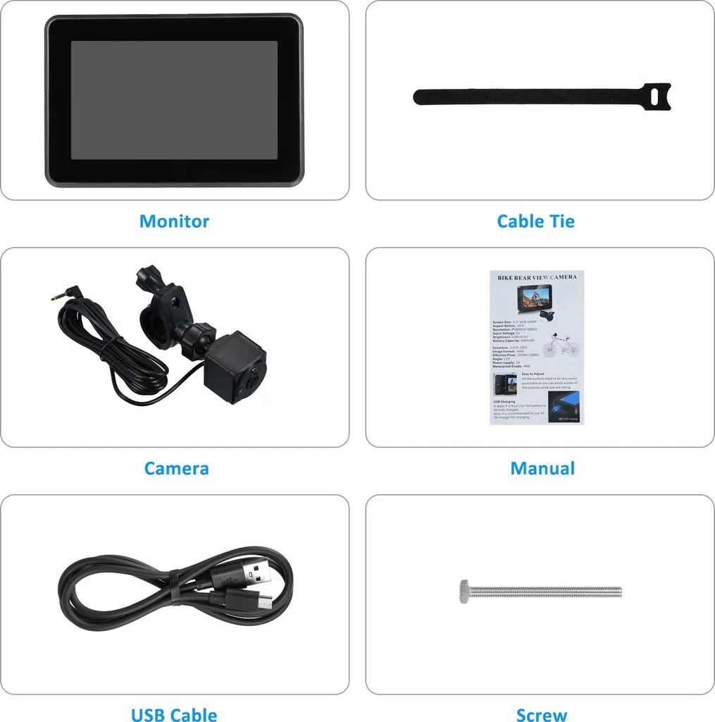 Système de rétrovision vélo pour VTT et E-Bike avec caméra rechargeable