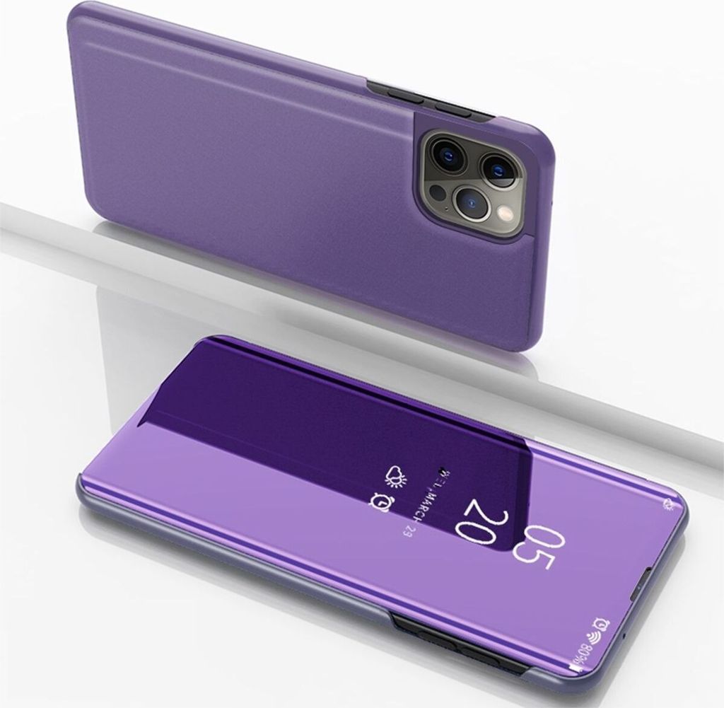 König Design Hülle kompatibel mit Apple iPhone 15 Pro Max Kunstleder Handyhülle - Handy Case Violett Blau