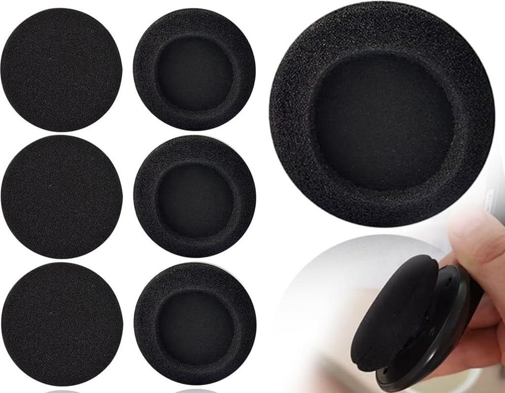 6 Stš¹ck kopfh?rer ohrpolster, Schaumstoff Polster, Ersatz Ohrpolster Schaum Ohrkissen, 55mm Black Ersatz Earpads Audio Kopfhorer