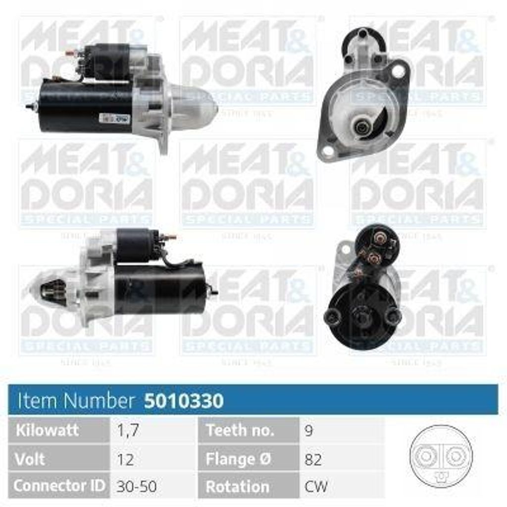 MEAT & DORIA 5010330 Starter Anlasser 1,7kW für VW TRANSPORTER III Bus 12V