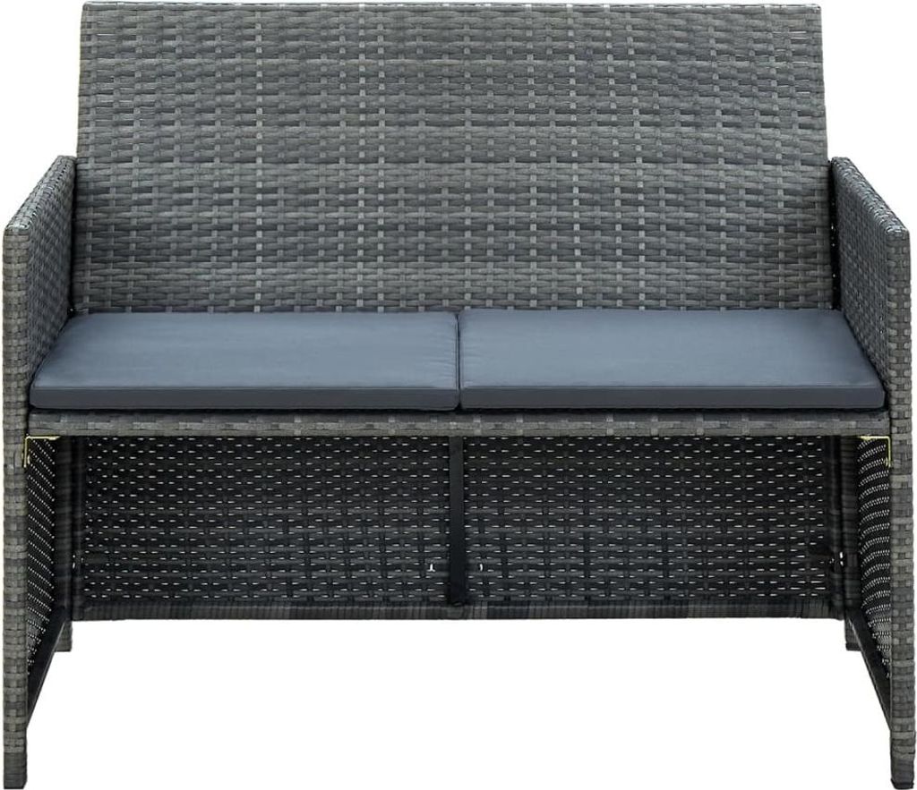 vidaXL 2-miestna záhradná pohovka s čalúnením Grey Poly Obrázok produktu 