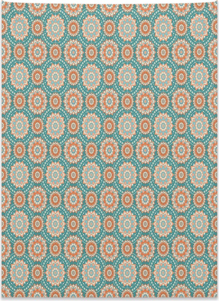 Abakuhaus Lotus Wandteppich, Orientalisches Mandalamuster aus Weiches Mikrofaser Stoff Kein Verblassen Klare Farben Waschbar, 110 x 150 cm, Hellbla...