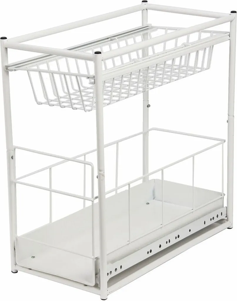Tiroir encastré pour armoire d'évier coulissant en métal gris 60cm