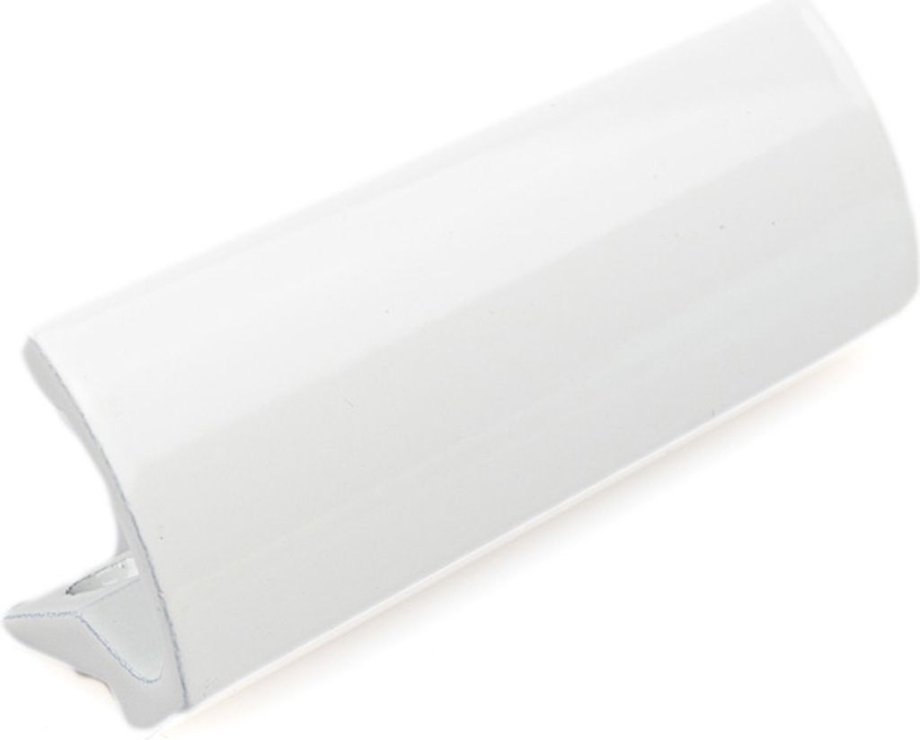 A white balcony door handle is shown against a white background.