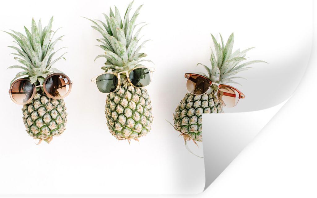 MuchoWow Wandtattoo Wandsticker Wandaufkleber Ananas - Tropisch - Sonnenbrille 60x40 cm Selbstklebend und Repositionierbar - Wierderverwendbar - ...