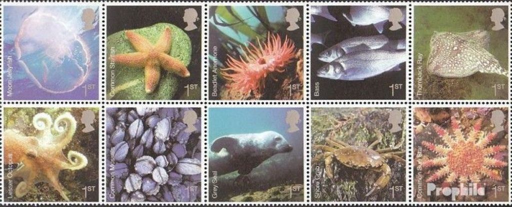 Briefmarken Großbritannien 2007 Mi 2480-2489 Zehnerblock (kompl.Ausg.) postfrisch Meerestiere