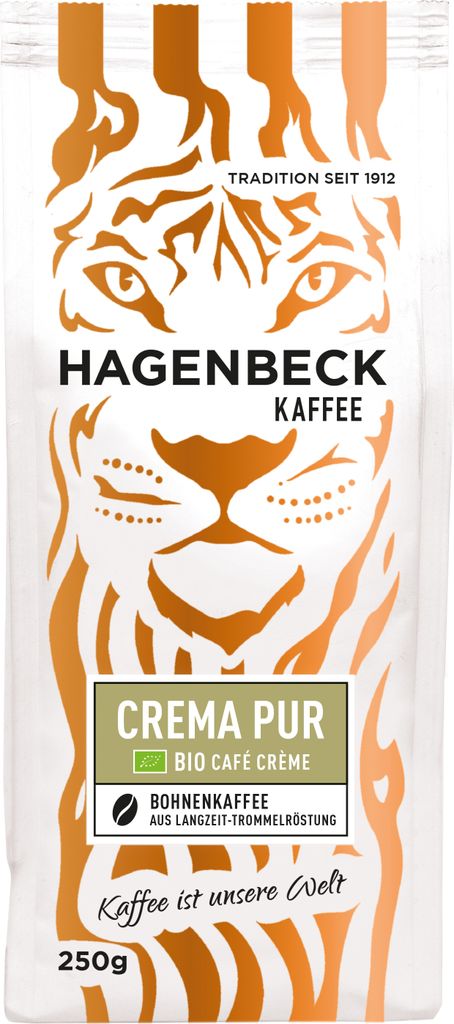 HAGENBECK Kaffee,  CREMA PUR, Röstkaffee, ganze Produktbild 