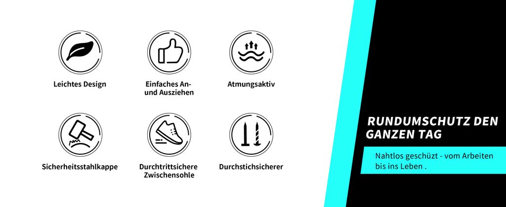 Stahlkappenschuhe Leicht Atmungsaktiv Bequem Sicherhei Produktbild 7