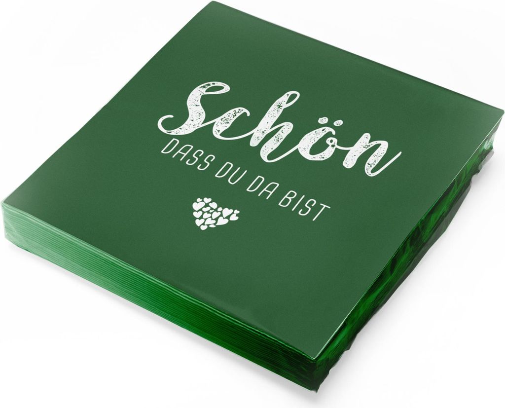 itenga 20x Serviette Schön dass du da bist - DUNKELGRÜN -