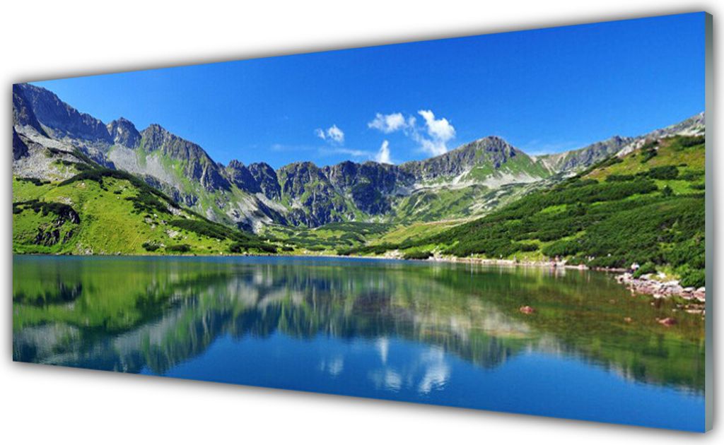 Küchenrückwand aus Glas 125x50cm Spritzschutz Gebirge See Landschaft