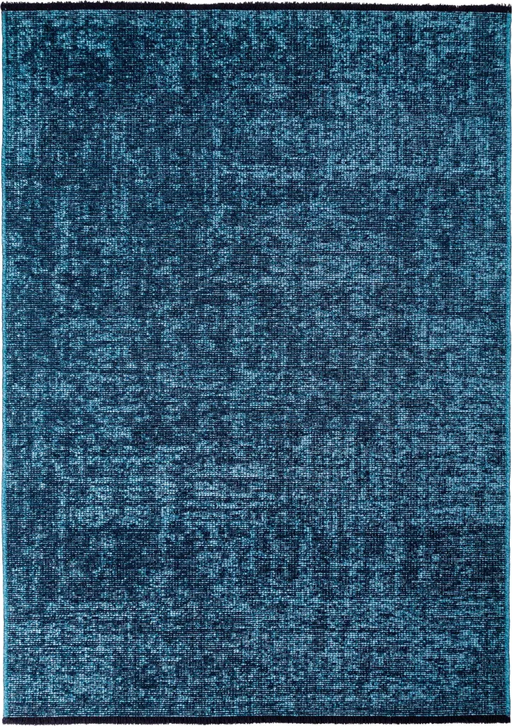 Tapis Lavable Antidérapant Bleu 160x230 cm Coton Doux Style Kilim