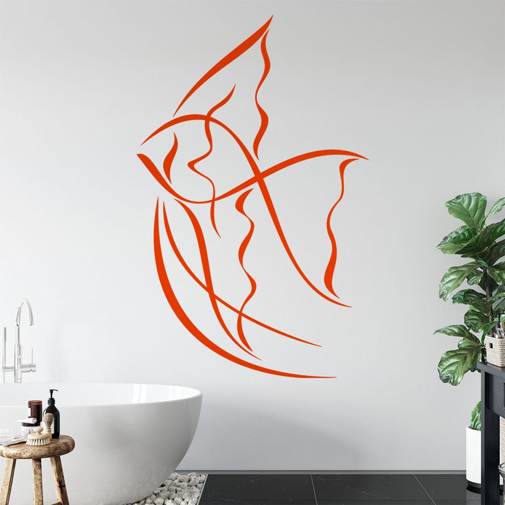 Fisch Linien - Fische Wandtattoo in 6 Größen - Wandaufkleber Wall Sticker - Dekoration, Küche, Wohnzimmer, Schlafzimmer, Badezimmer