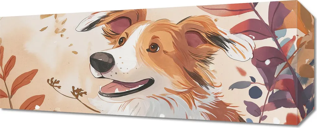 Déco Murale Chien Collie 50x20 cm - Idéal pour Murs Étroits et Bureau