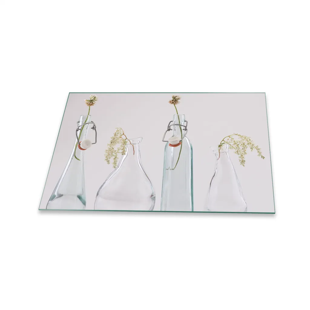 Copri Piano Cottura Vetro 80x52 Piante Bianco | Protezione Totale Bambini