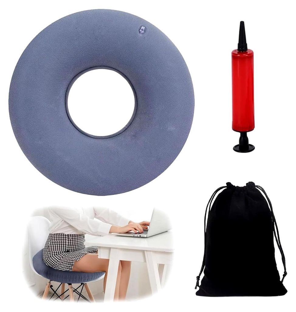Sitzkissen für Hämorrhoiden, Sitzring nach Operation, mit Pumpe und Aufbewahrungstasche, aufblasbares Steißbeinkissen, ideal für Büro, Reisen ...