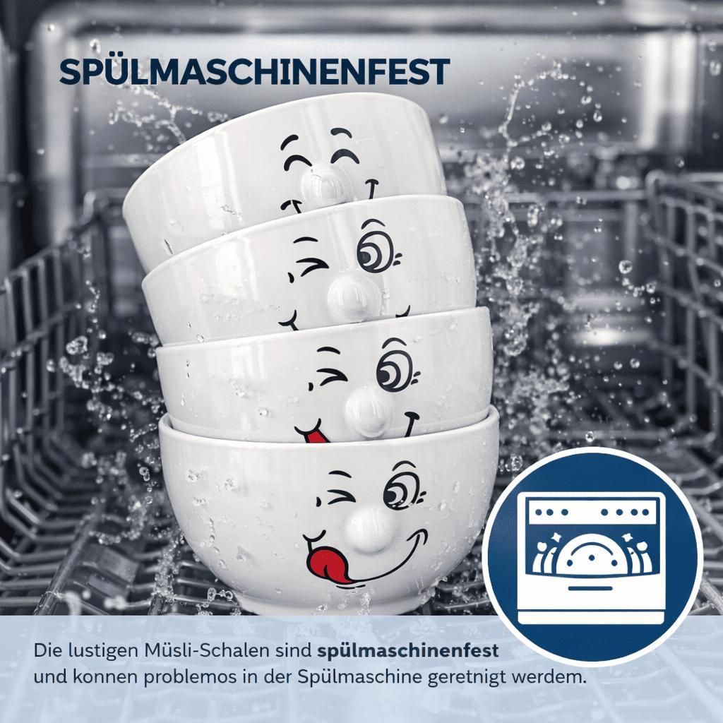 6 Müslischale mit Gesicht Dessertschale Müslischalen
