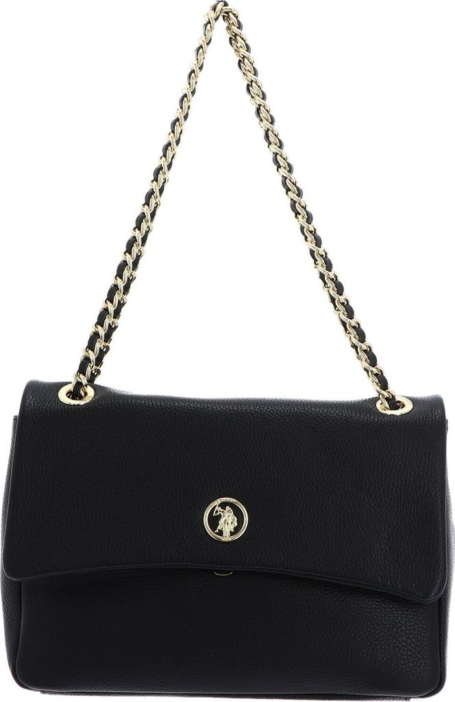 U.S. POLO ASSN. Leder Schultertasche Arlington Flap Crossbody Bag Black schwarz
