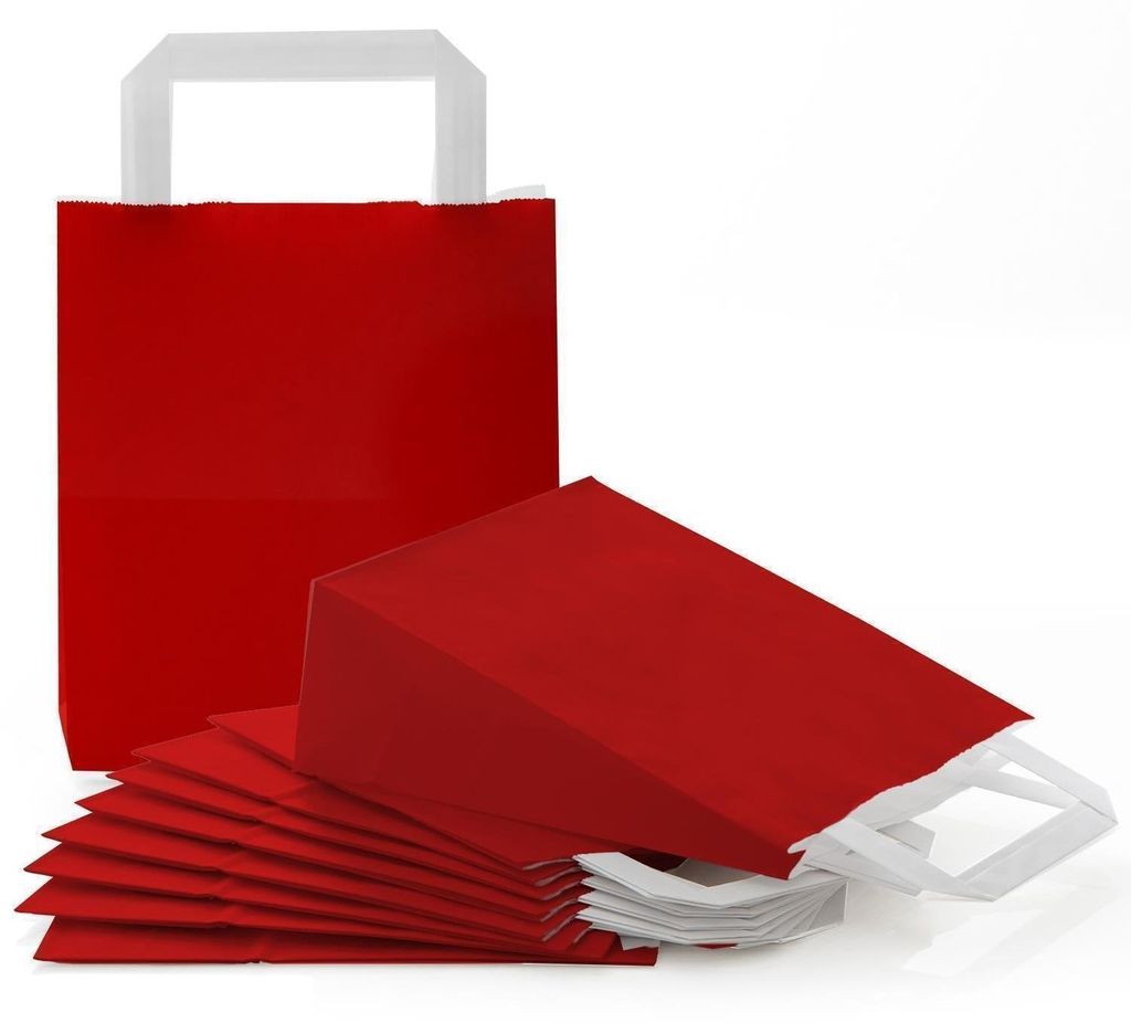 10 kleine rot dunkelrot weinrot bordeux Papiertüte Papiertasche Geschenktüte 18 x 8 x 22 cm Tüte Weihnachten Weihnachtstüte Verpackung Geschenk...