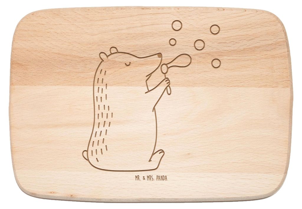 Mr. & Mrs. Panda Küchenbrett Holz Bär Seifenblasen - Transparent - Geschenk, Frühstücksbrettchen, Frühstücksbrett, Lustig Sein Glücklich Tra...