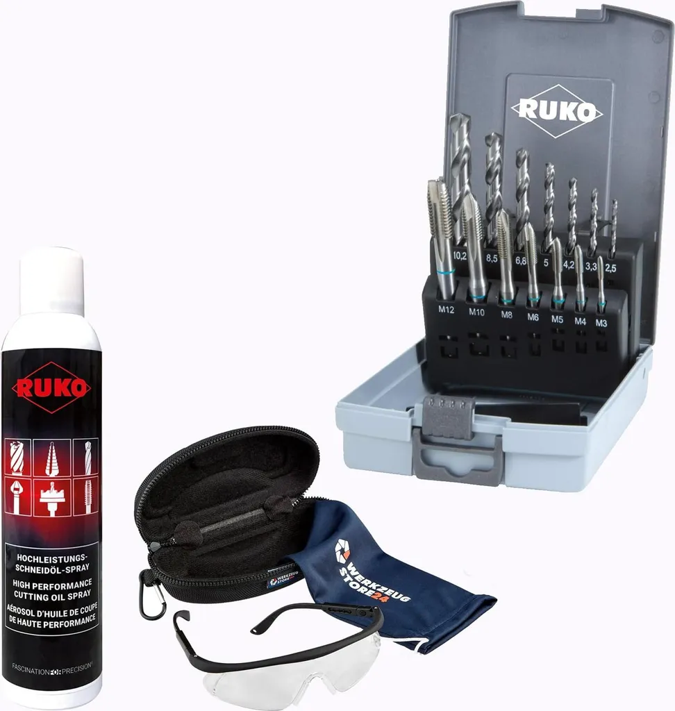 Coffret taraudage machine M3-M12 complet avec forets et spray HSS