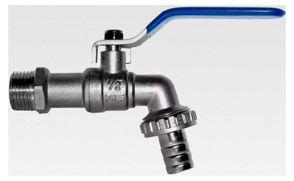 Kugelhahn für Waschmaschine, Garten und Haus, 1/2 Zoll, Außenwand, Messing, Grau, widersteht Wasserdruck bis 15 bar, Außengewinde mit 3/4-Zoll-A...
