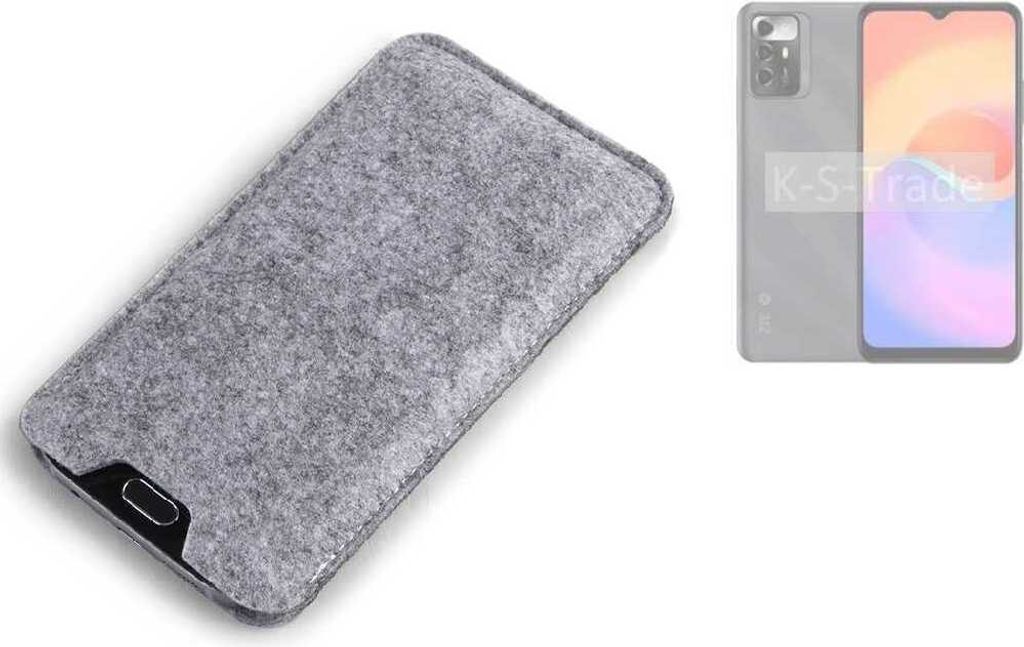 K-S-Trade Filz Handyhülle kompatibel mit ZTE Blade V40 Smart 5G Schutzhülle Filztasche Filz Tasche Case Sleeve Handy Hülle Filzhülle grau