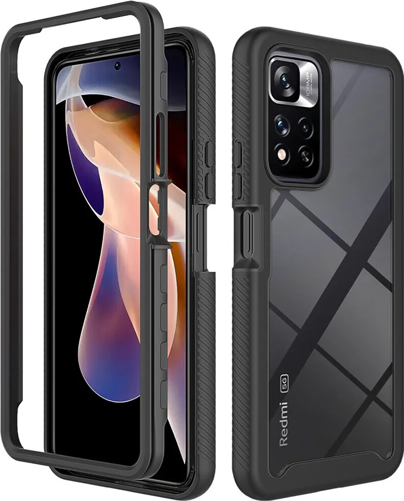 Xiaomi Redmi Note 11 Pro+ 5G Cover Nera Trasparente Hybrid Bumper