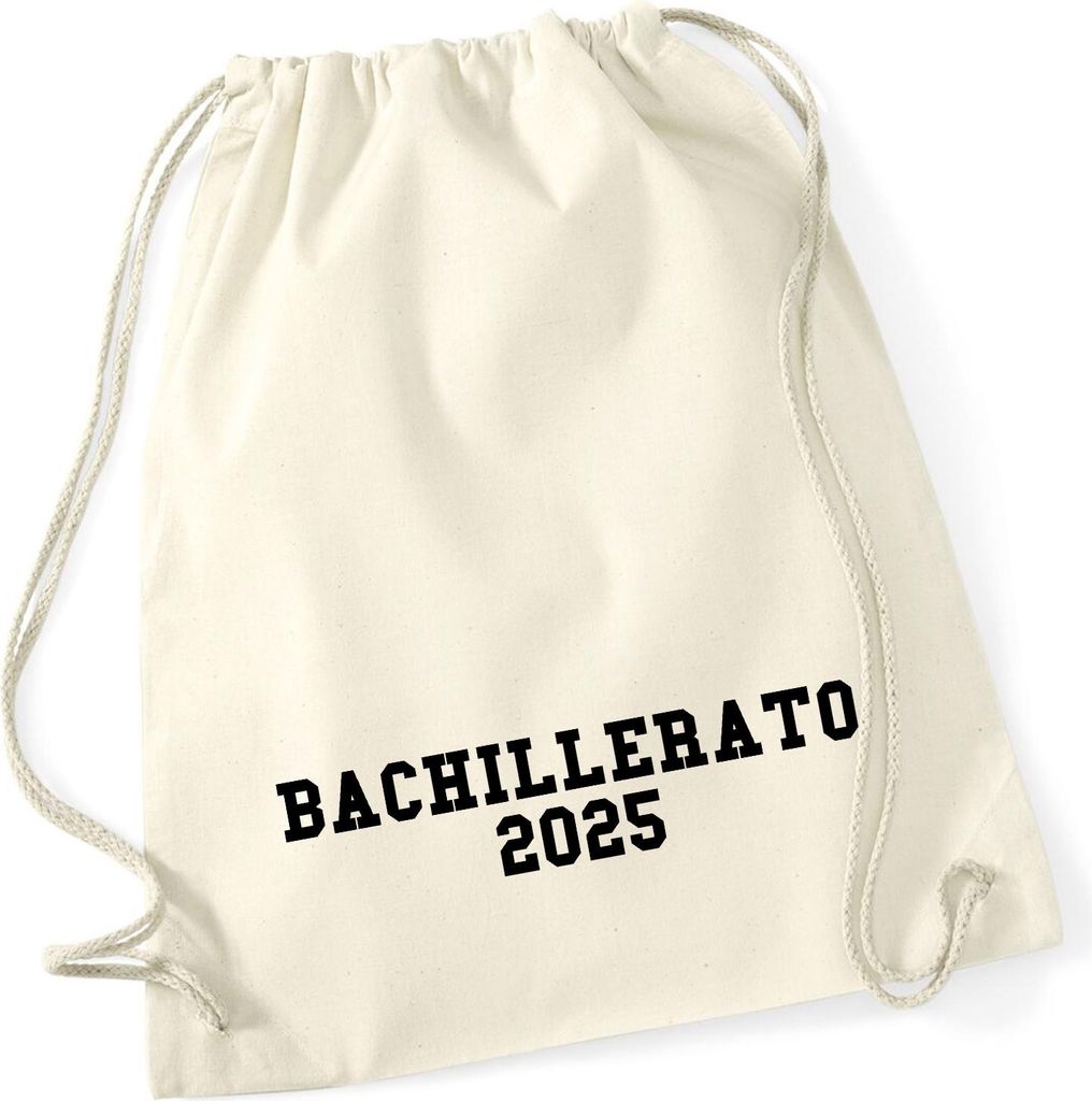 Huuraa Turnbeutel Bachillerato 2025 Abschluss Spanien 12 Liter Natural Baumwolle Rucksack Geschenkidee