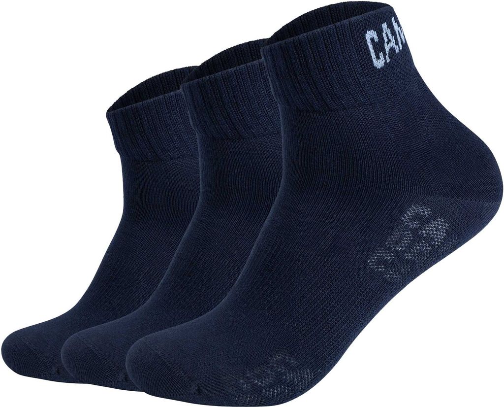 CAMP DAVID Herren Quartersocken, 3er Pack - Action-Mesh Baumwolle Quarter 3P, Logo Blau 43-46