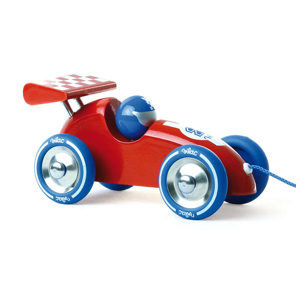 Voiture de course à tirer Vilac rouge pour aider bébé à marcher debout