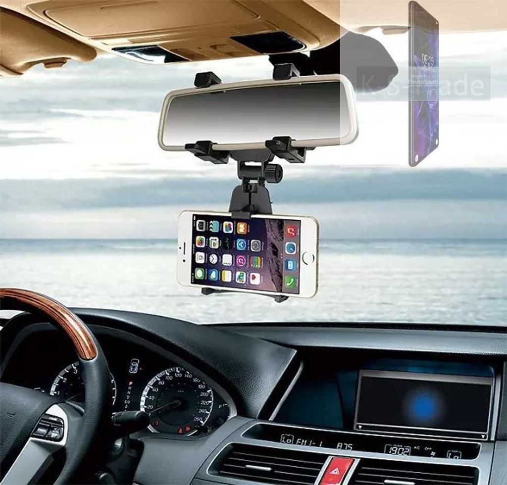 K-S-Trade Smartphone Halterung kompatibel mit Oukitel C18 Pro Rückspiegel Halterung schwarz Auto Halterung KFZ Halter
