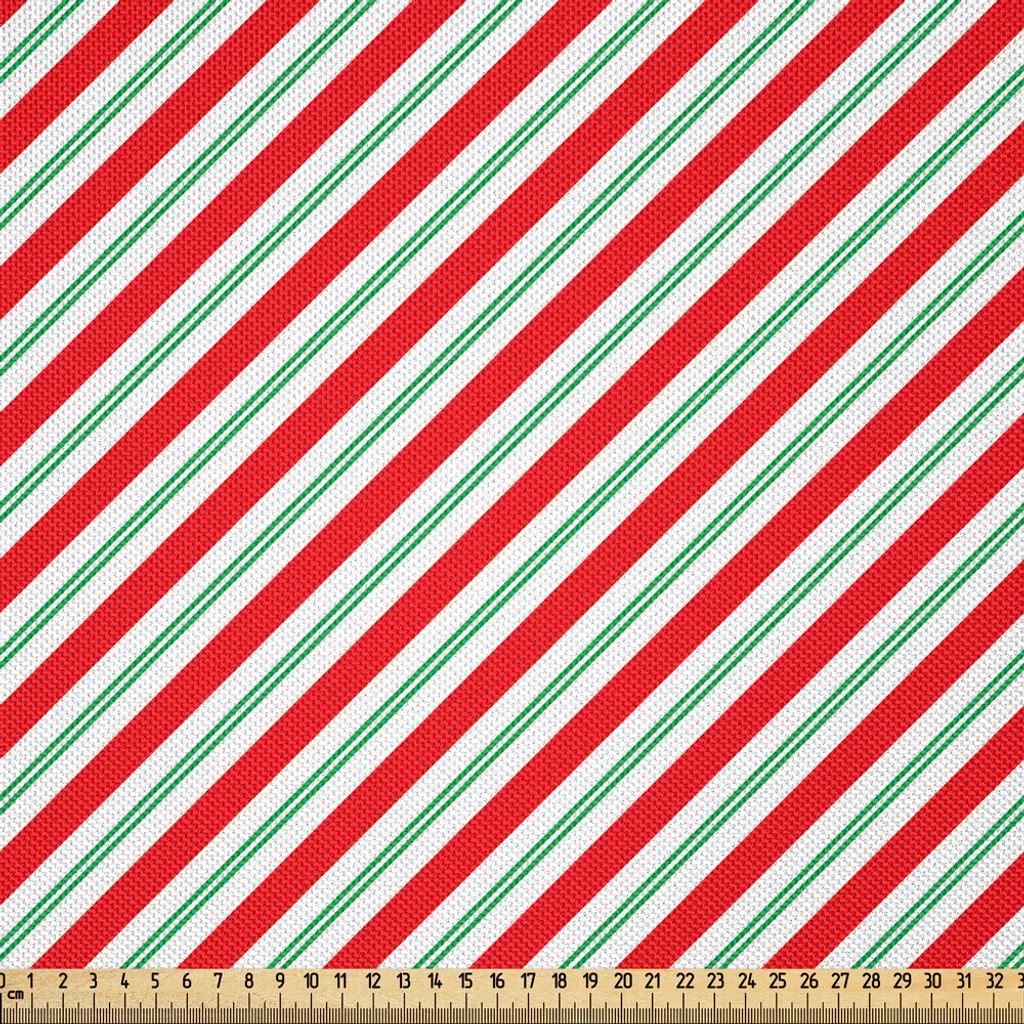 ABAKUHAUS Zuckerstange Satin Stoff als Meterware, Bicolor Stripes und Linien festliche traditionelle Design saisonale Muster, 3 M (148 x 300 cm), F...