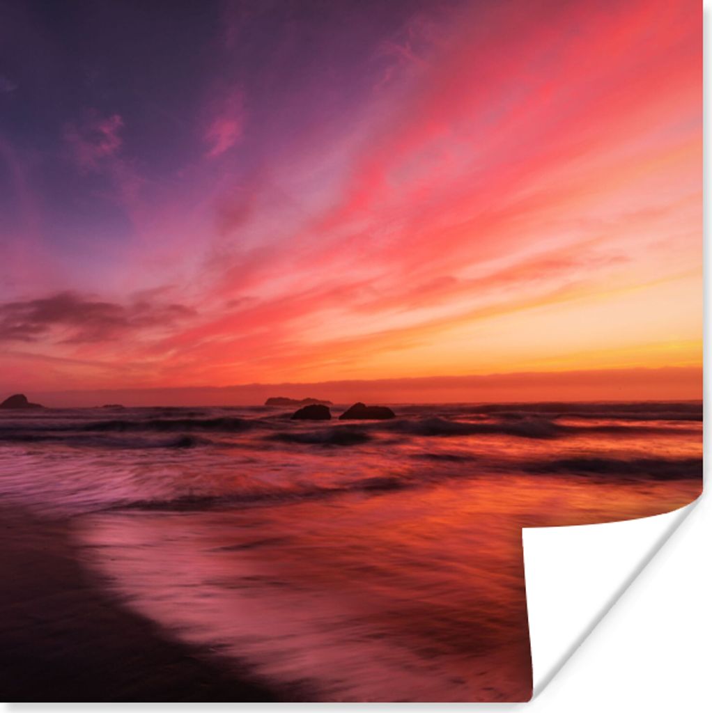 MuchoWow Poster Strand - Meer - Natur - Abend 100x100 cm - Babyzimmer
