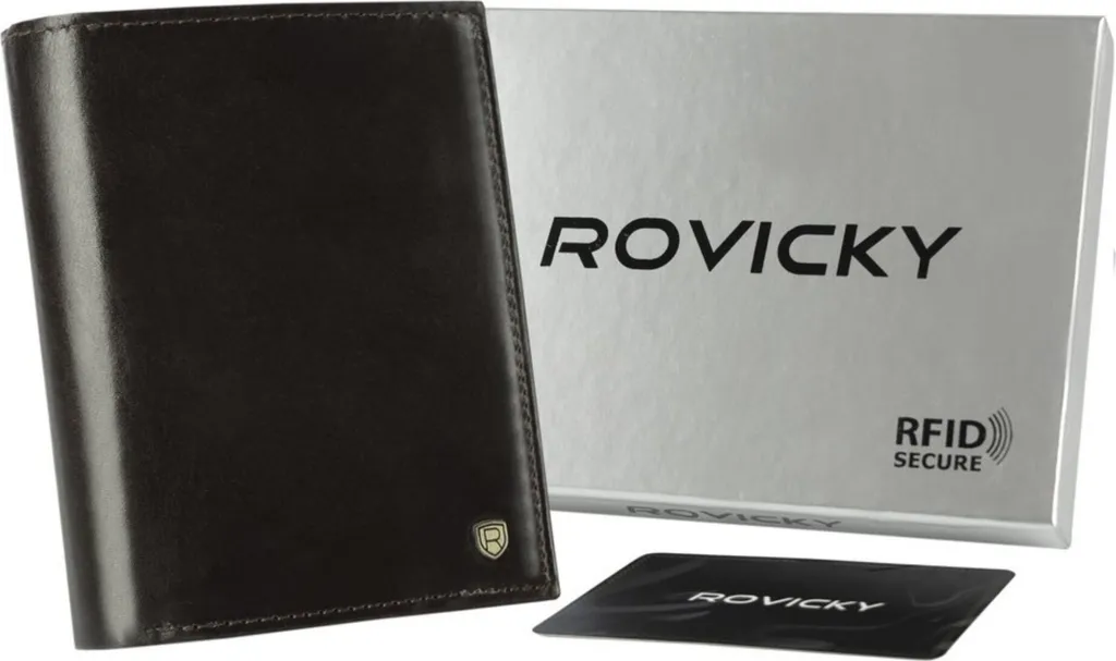 Portafoglio Rovicky Uomo Verticale Slim Pelle Nero con RFID Block