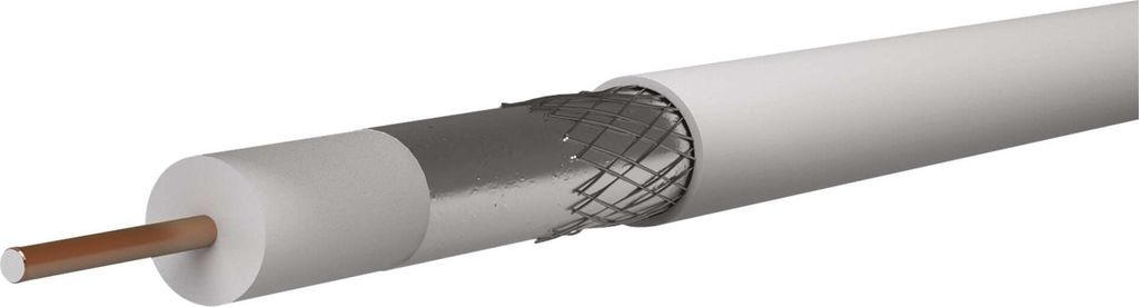 EMOS Antennenkabel 15m weiß, Koaxialkabel ohne Konnektor, TV und SAT, Typ CB130, Fernsehkabel mit Schirmungsmaß 75dB, Widerstand 75 Ohm, S5375