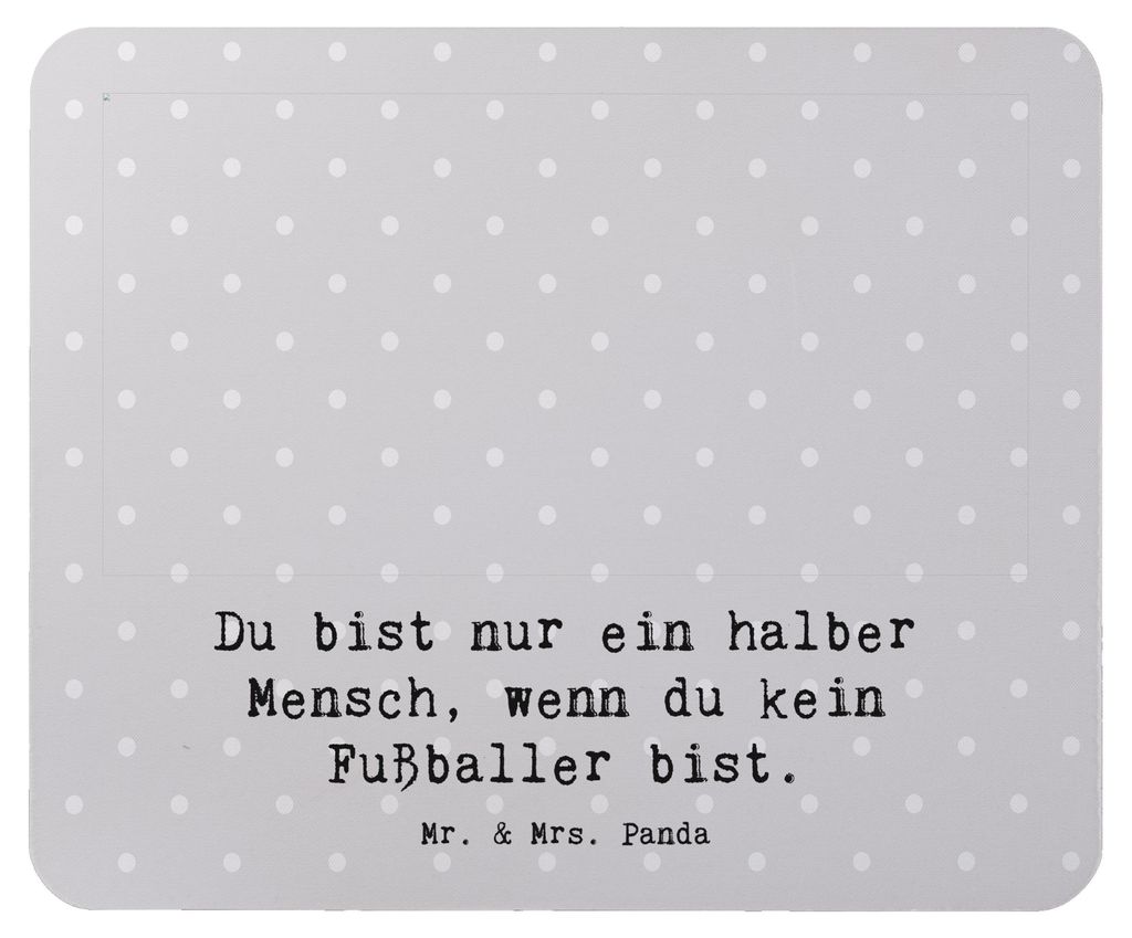 Mr. & Mrs. Panda Mouse Pad Fußballer Herz - Grau Pastell - Geschenk, Spruch, Glücksbringer, laptop mauspad, Fußballspieler, Fußballwitz, Fußba...