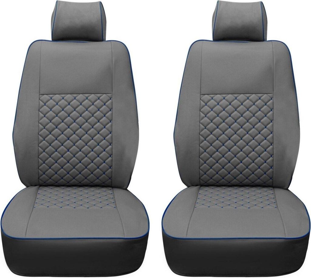 Sitzbezüge Schonbezüge für VW T5 T6 Caravelle 2003-2025 Kunstleder Grau Blau 1+1