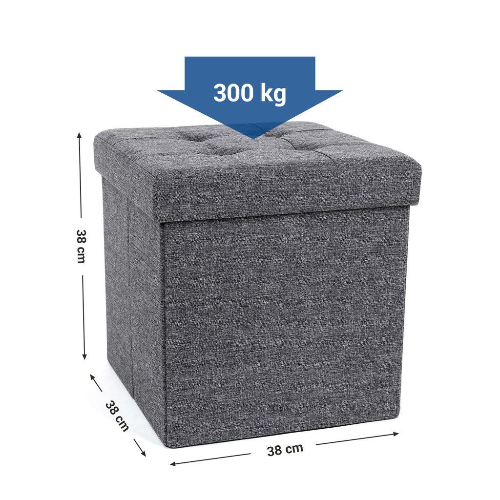 Šedý prošívaný puf 38 cm sedák podnožka Obrázek produktu 3