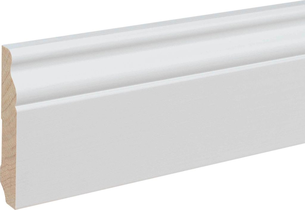 Sockelleiste Massivholz Berliner Profil 16 x 80 x 2400 mm Weiß zum Kleben, Schrauben & Nageln Massivholz Fußleiste by PROVISTON 24 Meter | 10 Stück