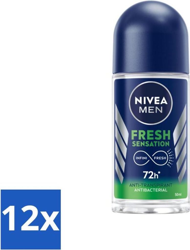 NIVEA MEN - Deodorant Roller - Frisches Gefühl - 50 ml - Vorteilspack - 12 Stücke