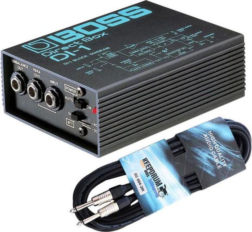 Boss DI-1 aktive DI-Box mit Klinkenkabel 3m