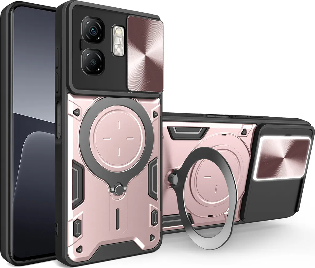 Cover Militare per Infinix Hot 50i / Smart 9 Rosa con Ring Holder