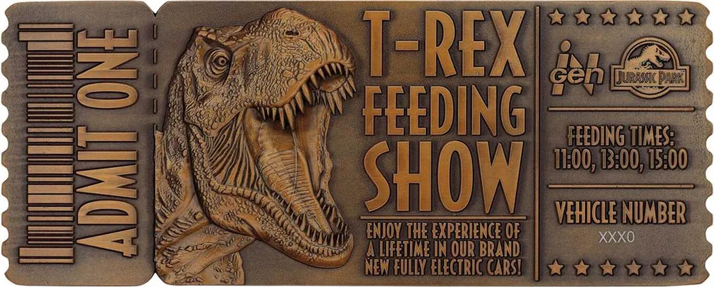 Réplique Ticket T-Rex Kingdom Jurassic Park 1/1 - Objet de Collection
