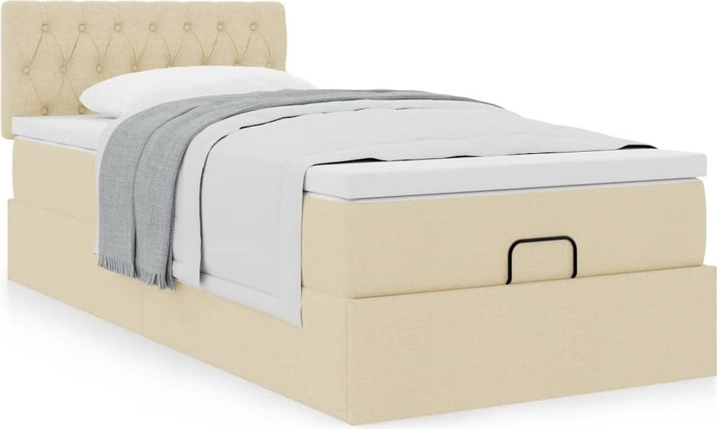 Maison Exclusive - Ottoman-Bett mit Matratze Creme 80x200 cm Stoff