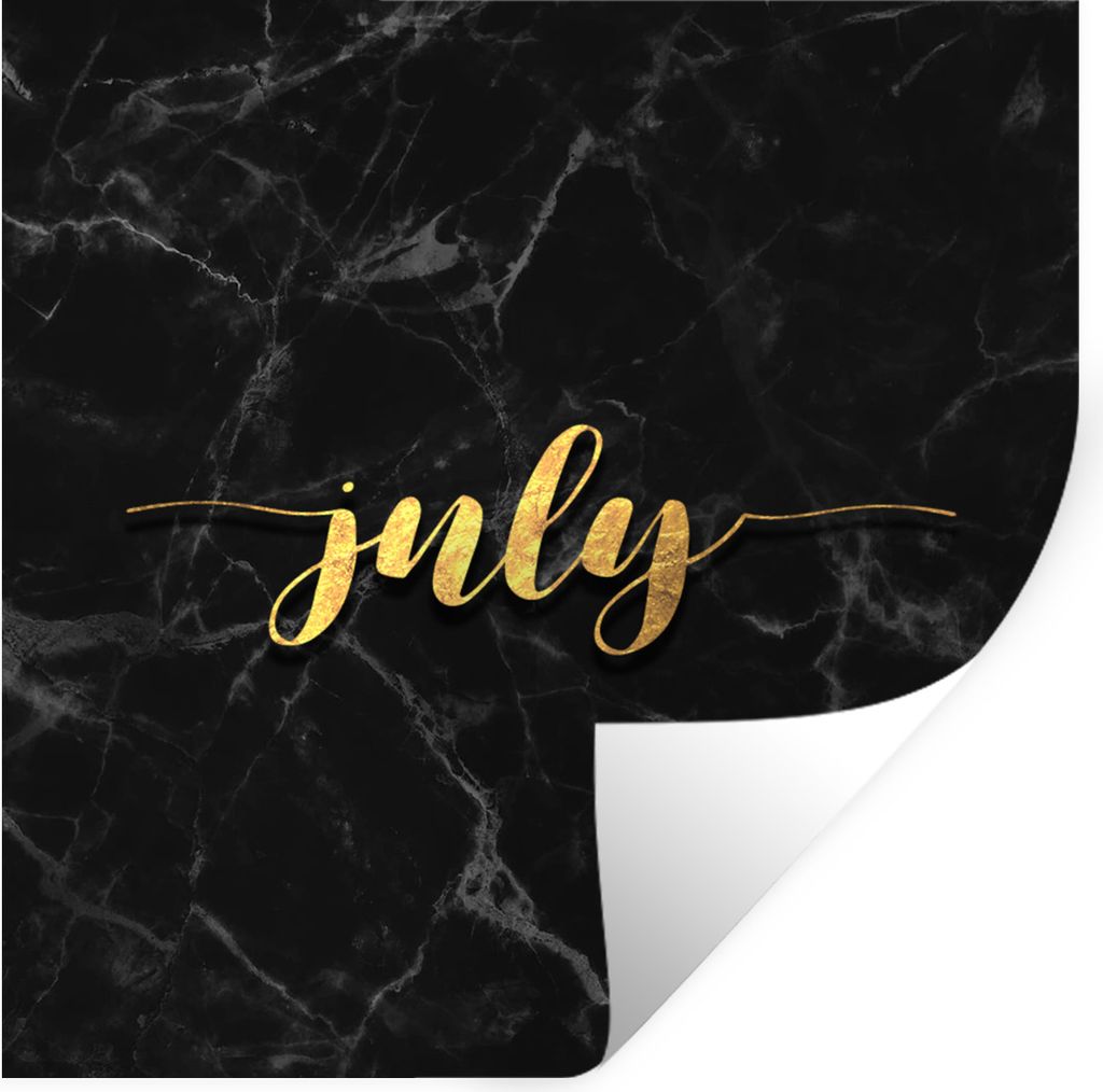 MuchoWow Wandtattoo Wandsticker Wandaufkleber Kalender - Juli - Gold - Marmor 80x80 cm Selbstklebend und Repositionierbar - Wierderverwendbar - S...