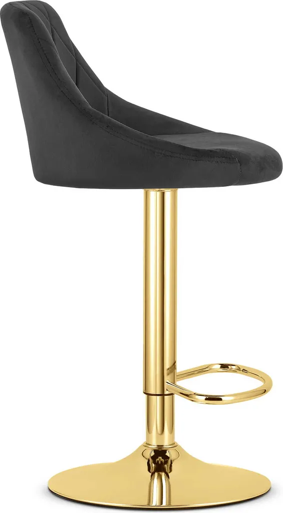Sgabello KAST Velluto Nero e Base Oro | Design Luxury per Penisola Cucina - 6