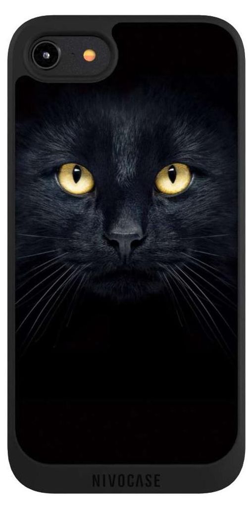 NIVOCASE Handyhülle für Apple iPhone 8 Hülle NIVOpure Case Schwarz Auge Katze schwarz